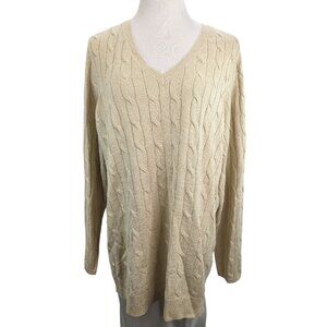 Avenue Women Long Sleeve V Neck Brown Metallic Acrylic Sweater Size 18/20